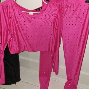 Ellie & kate bling long sleeve crop set